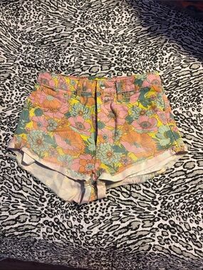 wild fable Pastel Floral High-Rise Jean Shorts - Pink, Peach, Mint